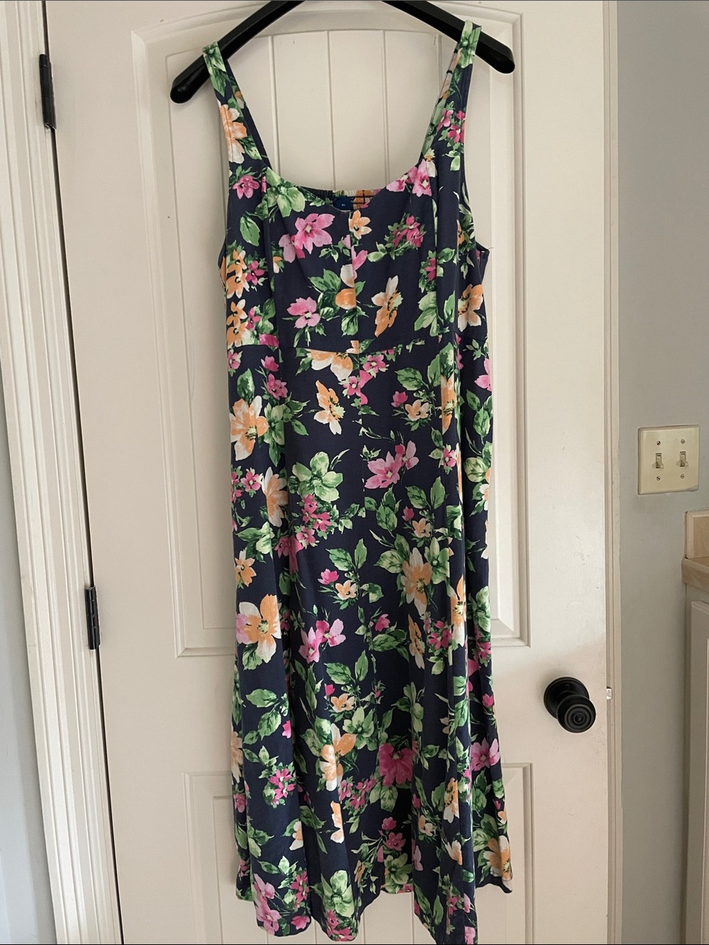 Old Navy Floral linen A-Line Sundress with Pink & Yellow Blooms
